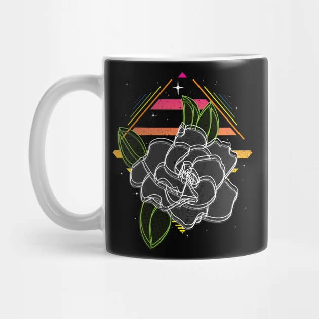 Retrowave Neon Gardenia Flower by ArtDiggs